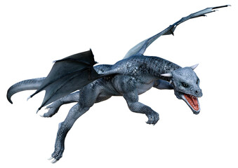3D Rendering Fairy Tale Dragon on White