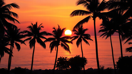 Radiant Palms at Golden Hour - A Visually Striking Landscape Image
