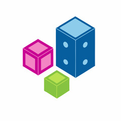 Obraz premium Cube 3d isometric square boxes or square object element vector illustration