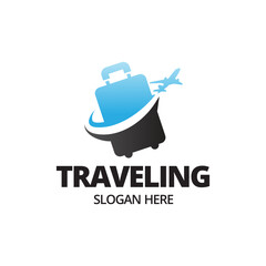 Simple Suitcase Travel Logo. Travel Bag and Plane Logo For Traveling Business Company.