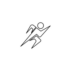 person with lightning logo. fast run energy sport symbol icon design