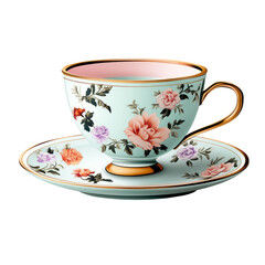 cup of tea and saucer on white