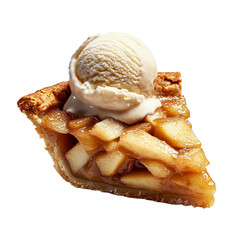 vanilla ice cream with pie on white background