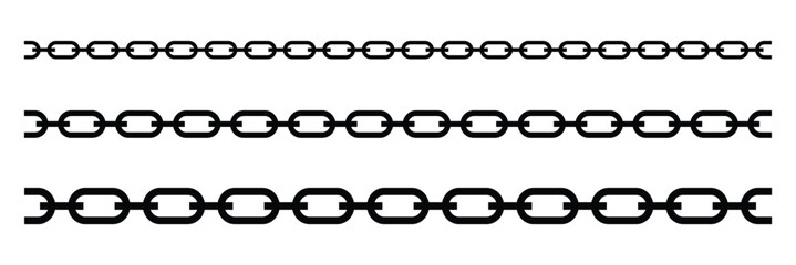  set of chains shape silhouette pattern, seamless repeatable isolated background. chain icon. eps 888.