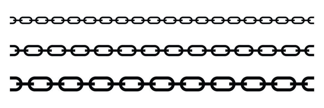  set of chains shape silhouette pattern, seamless repeatable isolated background. chain icon. eps 888.