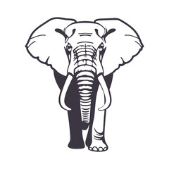 Obraz premium Graceful Elephant Silhouette Line Art Vector Illustration