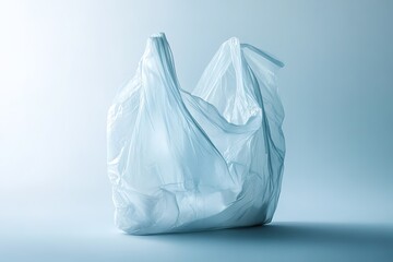 Fototapeta premium Floating Plastic Bag, Isolated White Background, Clean Studio Shot, Environmental Pollution Concept, Reusable Bag Alternative, Sustainable Living, Reduce Waste, Recycle Symbol, Plastic Waste Problem, 