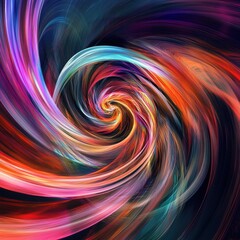 Obraz premium Vibrant Abstract Swirl Painting with Colorful Vortex of Red, Orange, Blue, and Purple