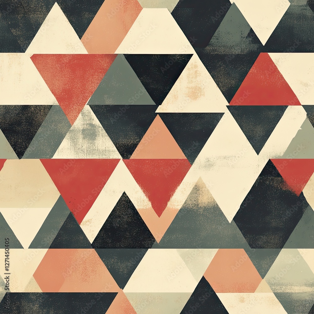 Poster retro triangle pattern muted vintage seamless design for textiles