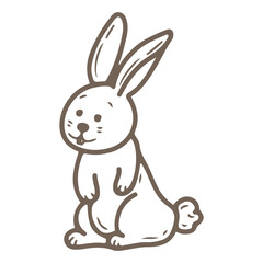 Easter bunny. Hand drawn doodle. Happy holiday symbol. Traditional animal. Cute fauna. Eared hare. Vector line art illustration.
