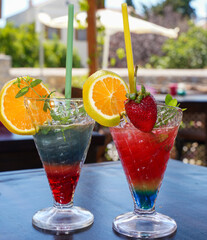 cocktail with ice and lime