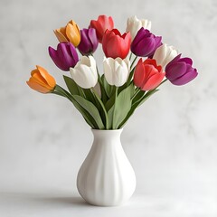 Obraz premium Simple vase with colorful flowers for Easter