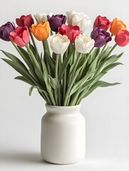 Simple vase with colorful flowers for Easter