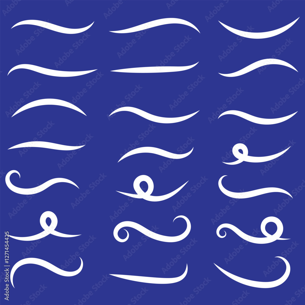 Poster big set of swoosh vector. hand drawn swoosh elements, and swoop underline typography tails shape in 