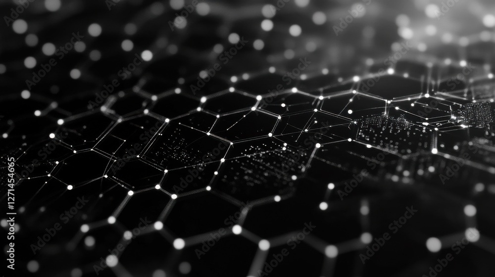 Poster digital technology background. abstract hexagons background with lines and dots. design for science,