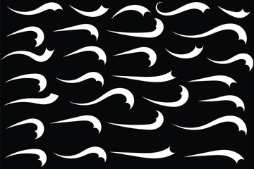 big set of Swoosh vector. Hand drawn swoosh elements, and swoop underline typography tails shape in flat styles. Set of ribbons. Design concept element collection . vector illustration eps 10.