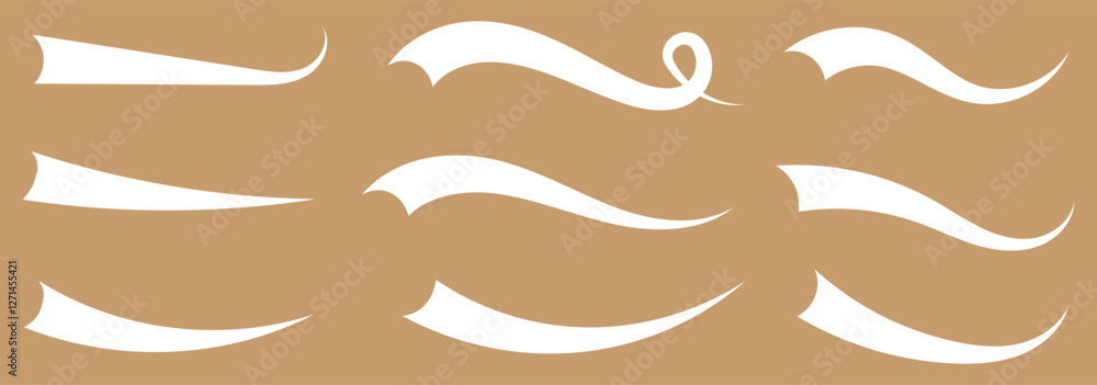 Poster big set of swoosh vector. hand drawn swoosh elements, and swoop underline typography tails shape in 