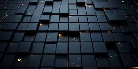 Abstract 3D squares with glowing light
