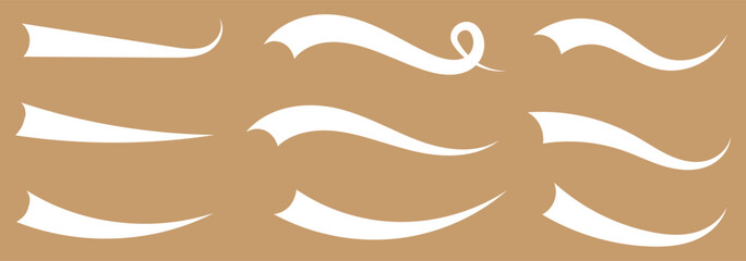 big set of Swoosh vector. Hand drawn swoosh elements, and swoop underline typography tails shape in flat styles. Set of ribbons. Design concept element collection . vector illustration eps 10.