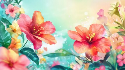PNG Colorful floral spring background