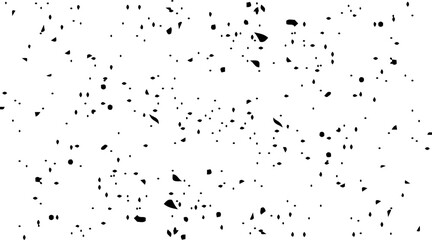 Abstract texture dust particle and dust grain on white background. Old grunge black texture. Dark weathered overlay pattern sample on transparent background. Screen background. Vector.
