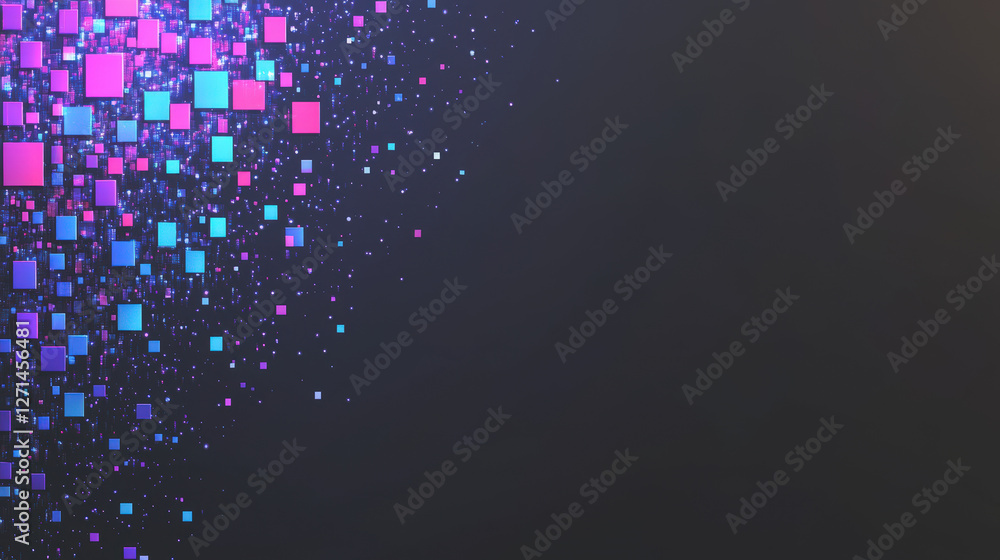 Poster 3d rendering technology digital cube