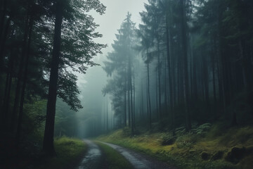 Obraz premium road in the misty forest