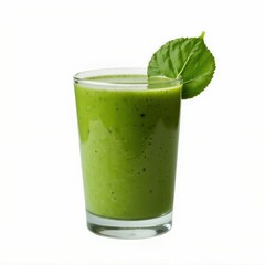 Green Fresh Smoothie in Glass with Leaf Accent for Healthy Lifestyle and Refreshing Beverage Appeal