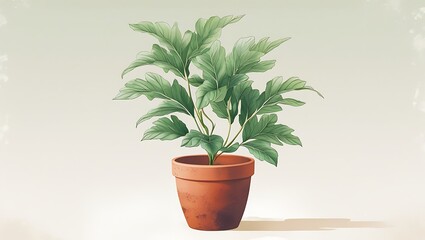 Obraz premium Indoor Plant in Clay Pot