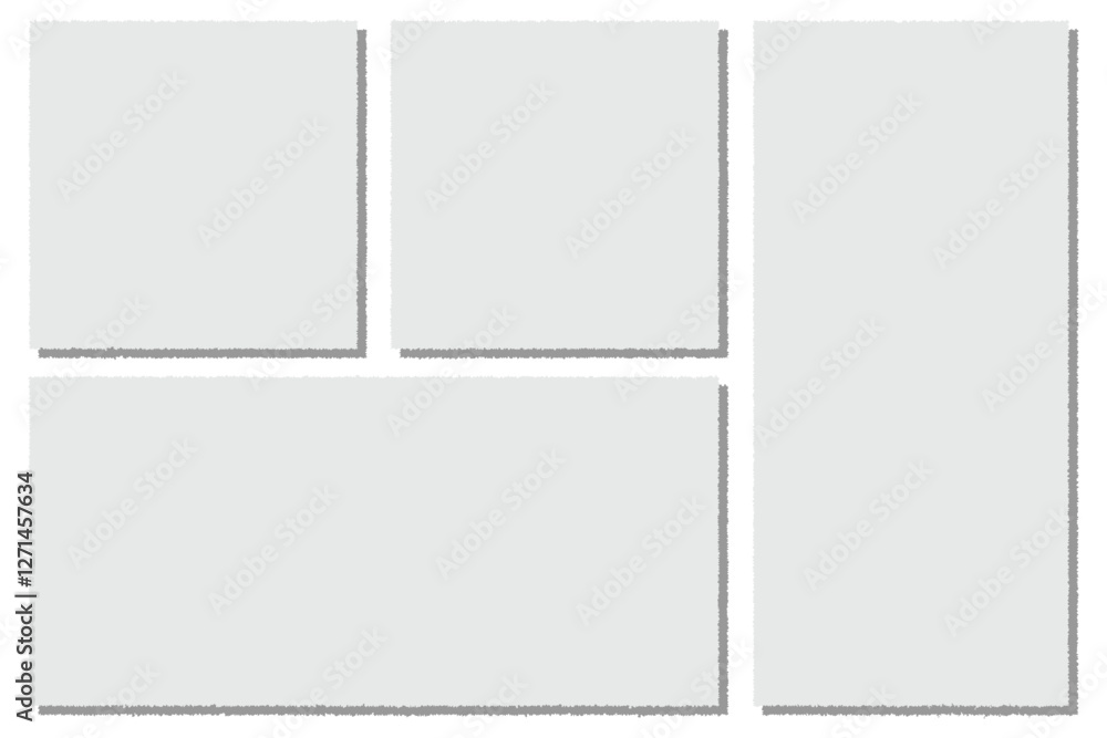 Wall mural set of vector border frames with rough edges . rectangular frame template collection . distress text