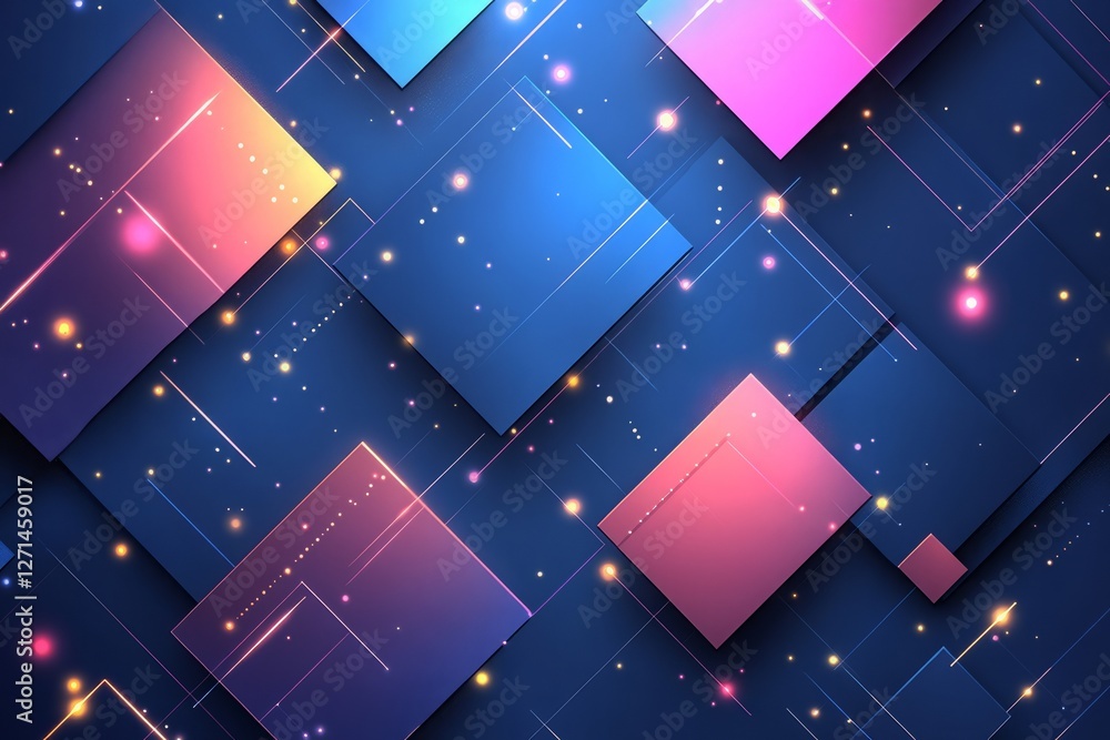 Poster abstract blue digital network background, connecting dots of technology, abstract blue background wi