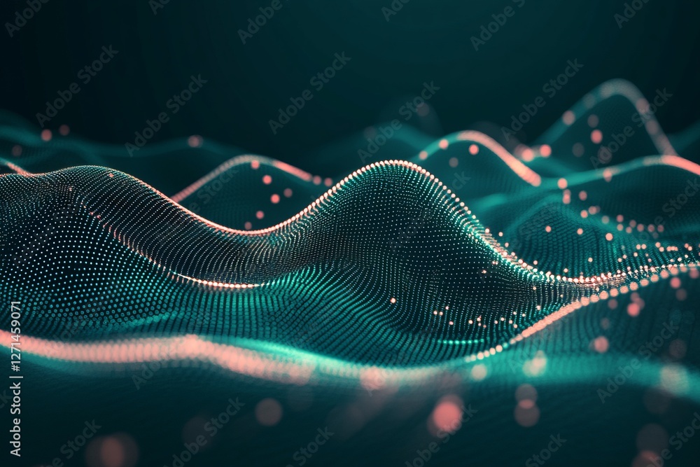 Aufkleber abstract blue digital network background, connecting dots of technology, abstract blue background wi