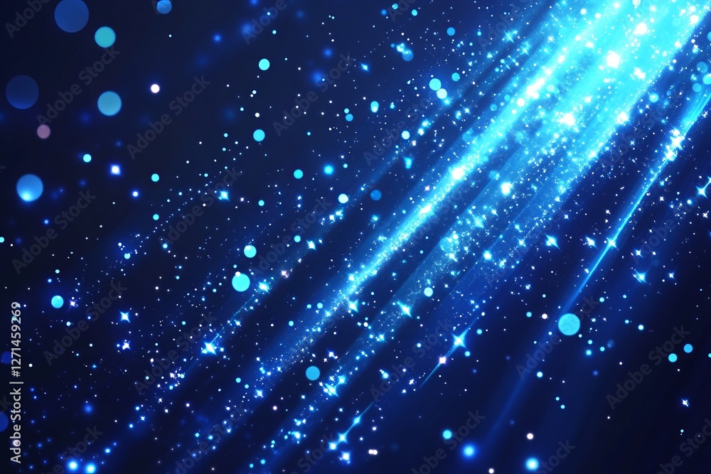 Poster abstract blue digital network background, connecting dots of technology, abstract blue background wi