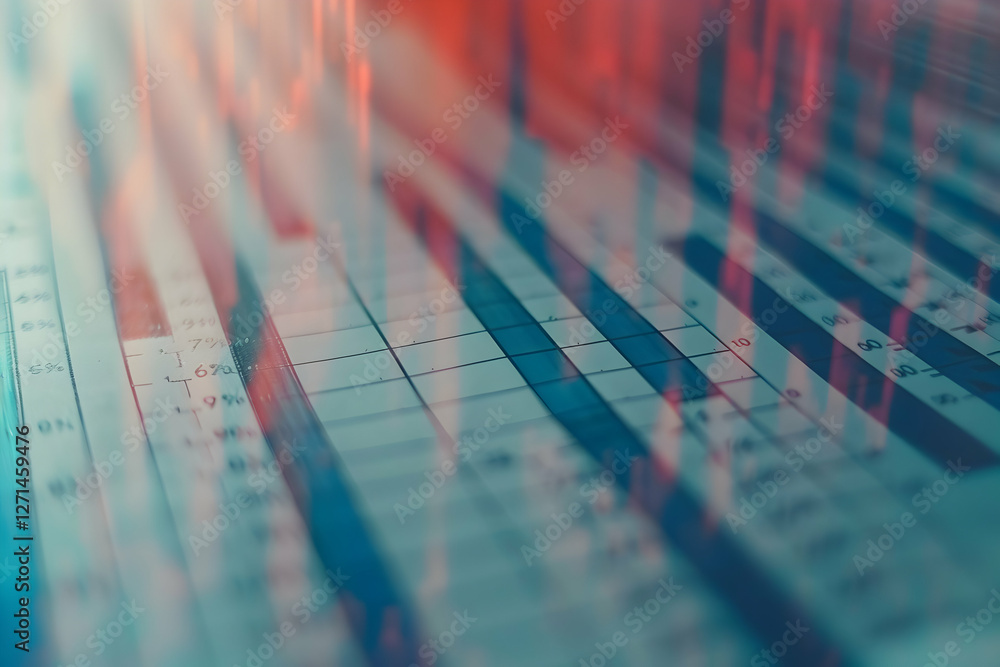 Poster abstract representation of data analysis with colorful charts and graphs in a digital environment