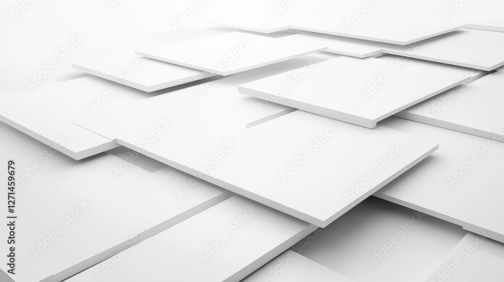 Poster 3d overlapping rectangles isolated over a white background - side view