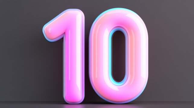 Neon pink 10 on dark grey background: modern and vibrant design elements