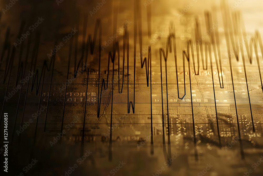 Poster abstract representation of financial data trends with blurred background elements