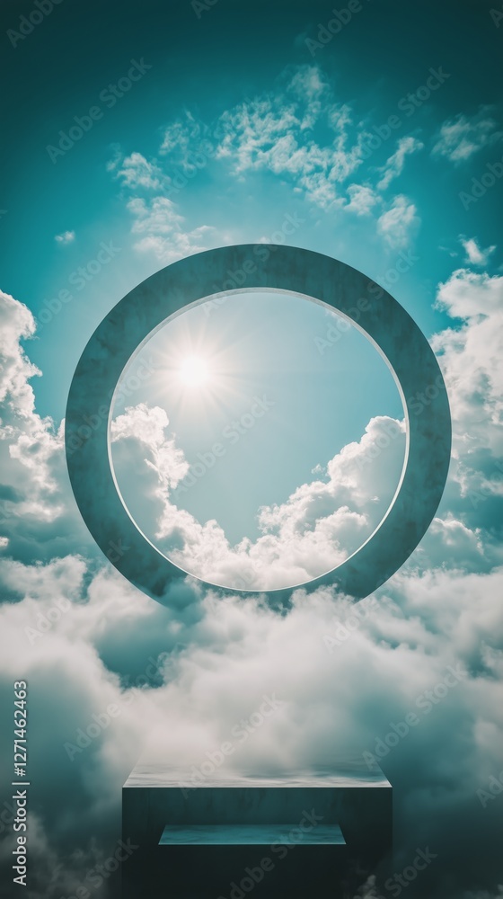 Wall mural Clouds forming a circular opening in a serene sky during daylight