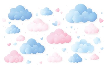 Dreamy Pastel Pink and Blue Cloudscape: Soft, Gentle, and Ethereal Sky Illustration Perfect for Backgrounds, Websites, Branding, Social Media, Print Designs, and More. Ideal for creating a calm,      
