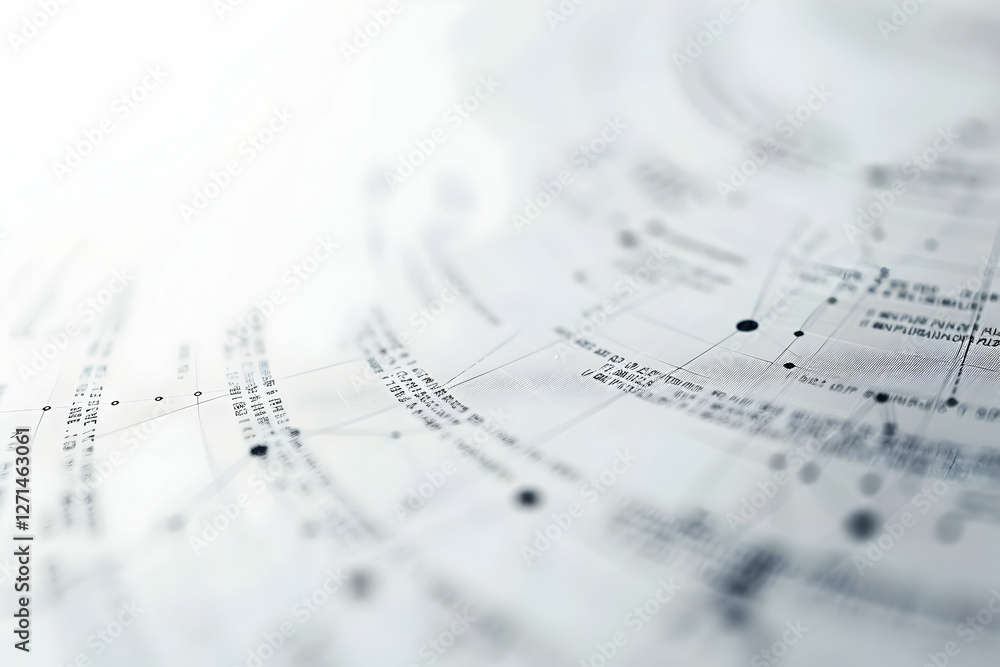 Poster abstract representation of data visualization with interconnected lines and dots, suggesting analysi