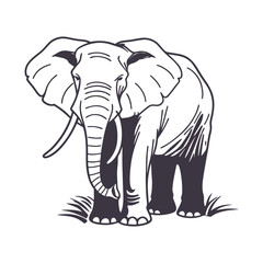 Majestic Elephant Line Art Silhouette Vector Illustration