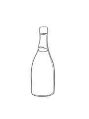 The wine bottle cheers is drawn in one line style. Printable wall art.	
