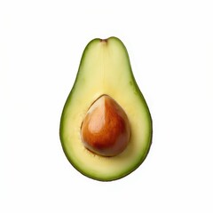 Fresh Avocado Half with Seed on White Background Delicious Culinary Presentation Isolated Closeup