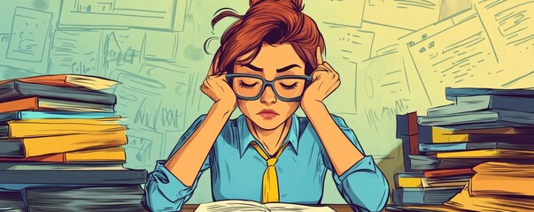 Bored Workaholic Accountant Businesswoman, 