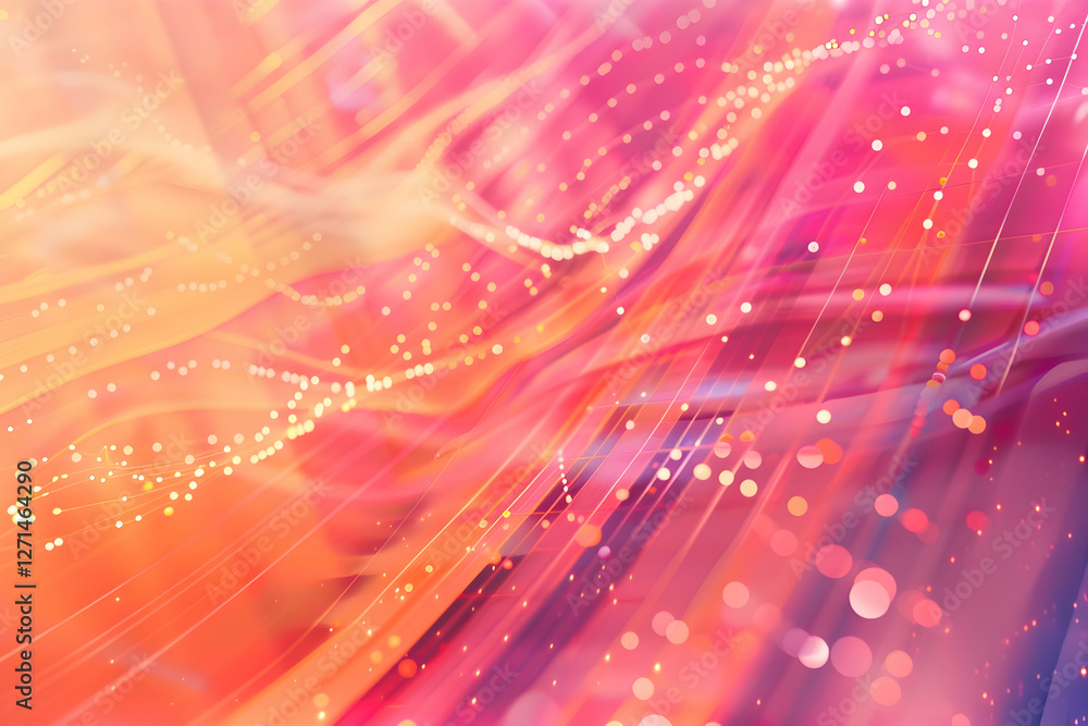 Poster abstract colorful background with flowing lines and glowing particles creating a vibrant atmosphere