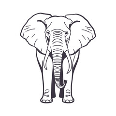 Majestic Elephant Line Art Silhouette Vector Illustration