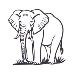 Fototapeta premium Majestic Elephant Line Art Silhouette Vector Illustration