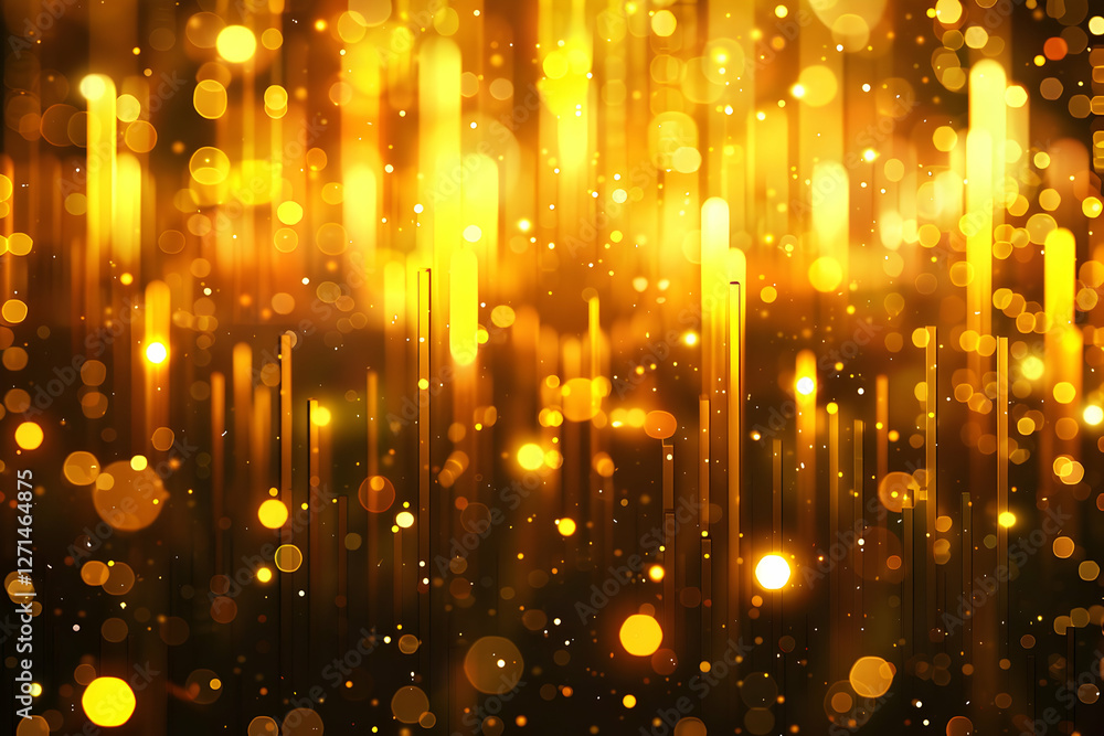 Poster abstract golden light patterns with shimmering bokeh effects creating a festive atmosphere