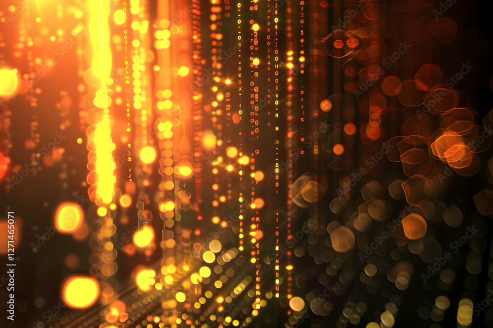 Poster abstract golden light patterns with shimmering bokeh effects creating a warm atmosphere