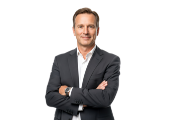 A middle age businessman in suit, isolated